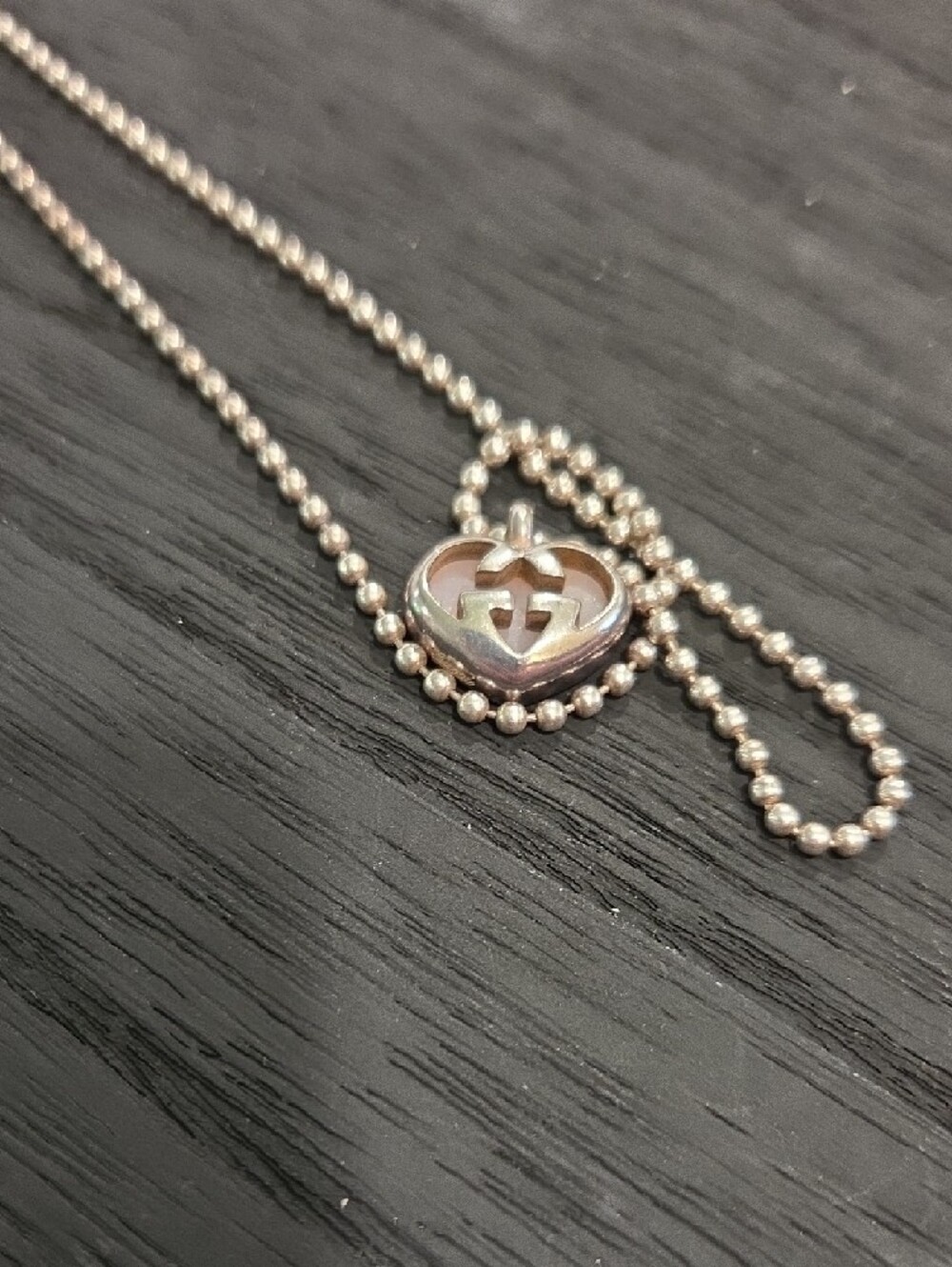 Gucci 9.25 Heart Pendant Necklace in Silver W/Pink 14.5" - Picture 8 of 9